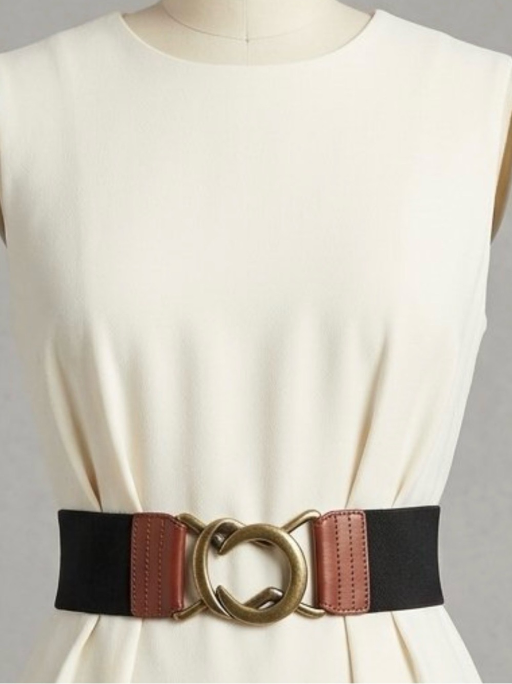 Lauren Ralph Lauren Brass Interlocking Stretch Wide Belt Women’s Size L